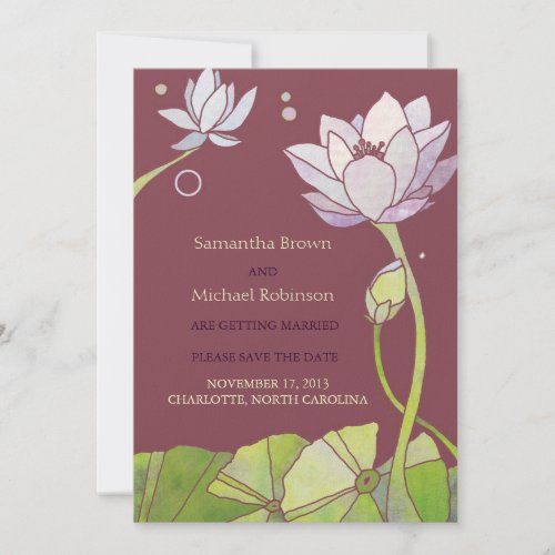 Elegant Lotus Wedding Save the Date Invitations invitation