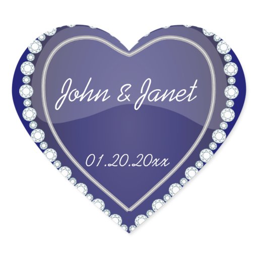 Elegant Love Shiny Navy Blue Heart Stickers Zazzle