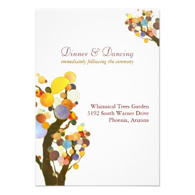 Elegant Love Trees White Wedding Reception (3.5x5) Personalized Invitations