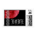 Elegant LOVE Wedding RED BLACK SILVER Rose Stamp stamp