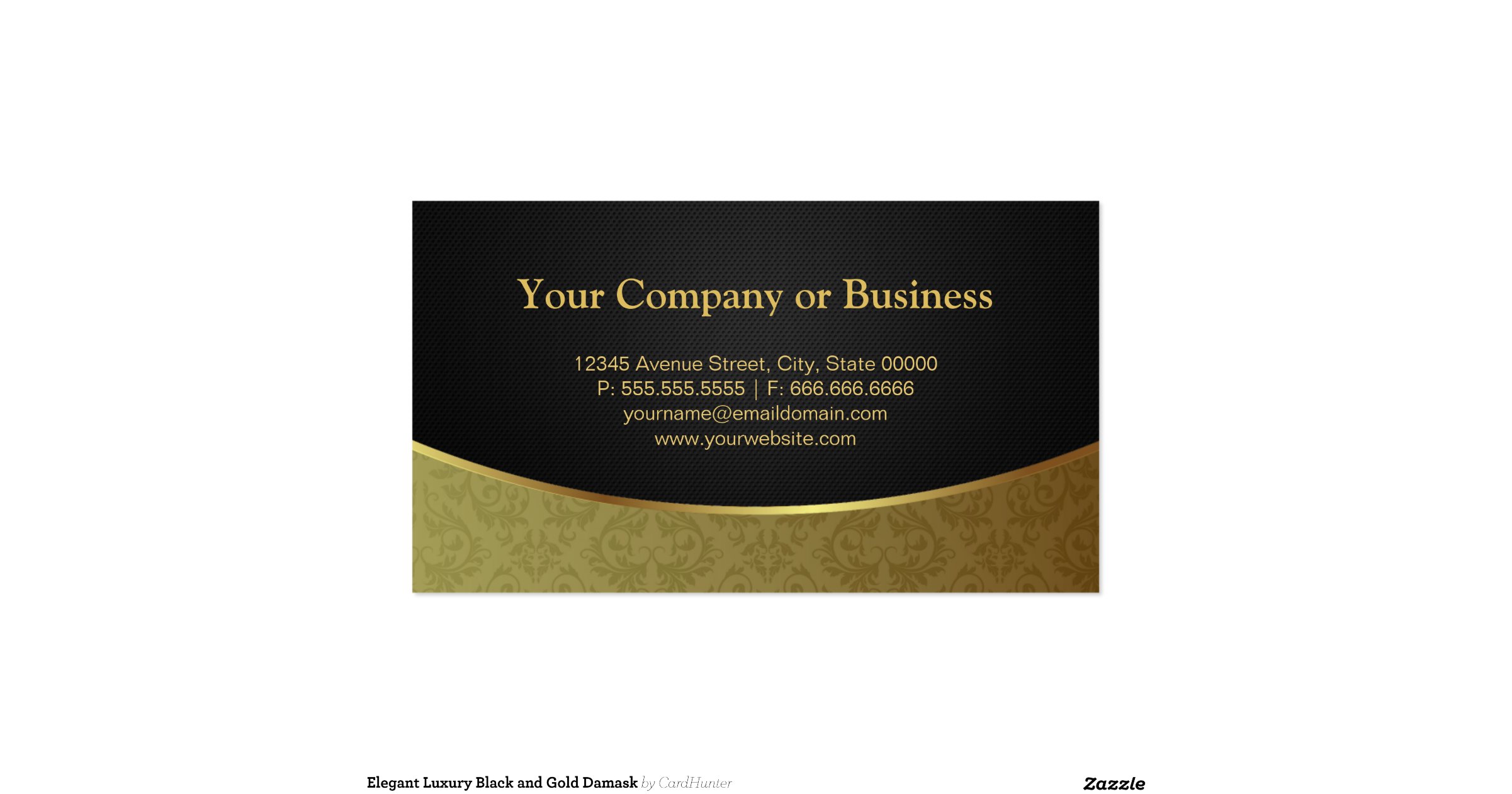 Elegant Luxury Black and Gold Damask DoubleSided Standard Business