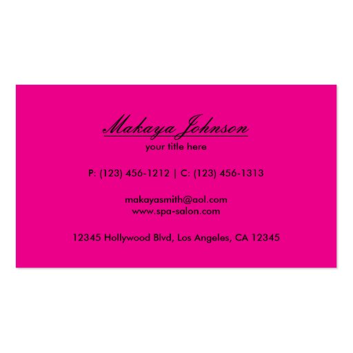 Elegant Magenta Pink and Black Chevron Pattern Business Card Template (back side)
