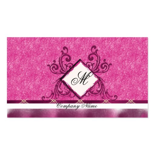 Elegant Magenta Pink  Embroidery Business Cards (back side)