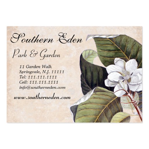 Elegant Magnolia Collage Vintage Garden Business Card Templates (front side)