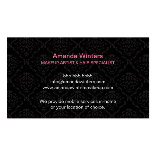 Elegant Makeup Artist Business Cards (back side)