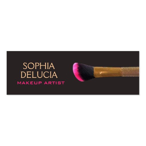 Elegant Makeup Artist Gold Pink Makeup Brush Business Card (front side)