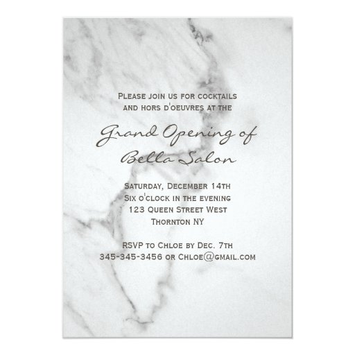 Elegant Marble Grand Opening Invitation | Zazzle