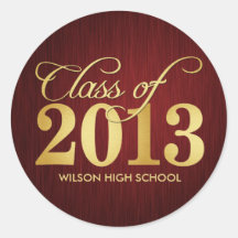 Elegant Maroon vignette and Gold Class of 2013 Stickers