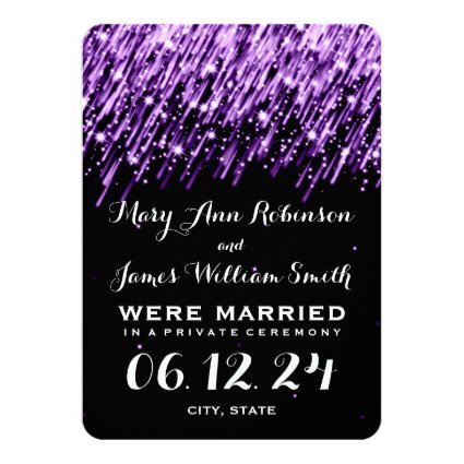 Elegant Marriage Elopement Falling Stars Purple Custom Invites