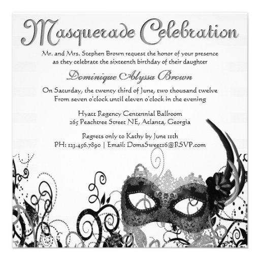 Elegant Masquerade Swirl Invite [Black]