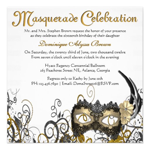 Elegant Masquerade Swirl Invite [Gold]