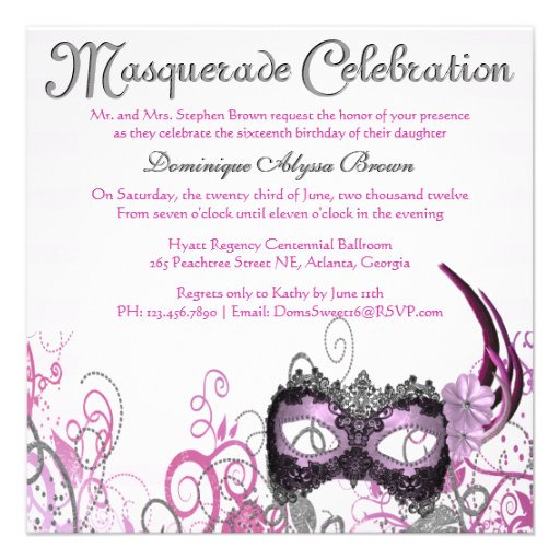 Elegant Masquerade Swirl Invite [Pink]