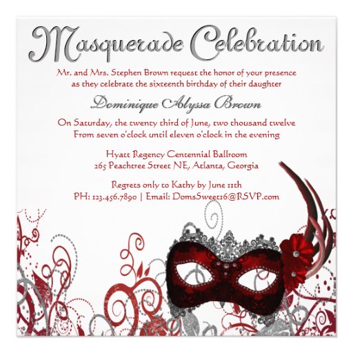 Elegant Masquerade Swirl Invite [Red]