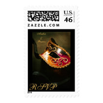 Elegant Masqurade Mask Gold RSVP Postage