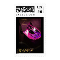 Elegant Masqurade Mask Pink RSVP Postage