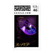 Elegant Masqurade Mask Purple RSVP Postage