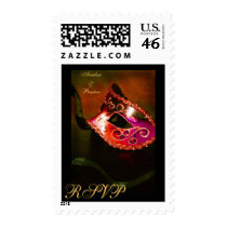 Elegant Masqurade Mask Red RSVP Postage