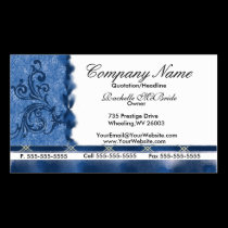 Elegant Med Blue Embroidery Business Cards business cards