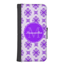 Elegant Medallion Pattern Purple Custom Monogram iPhone 5 Wallet  Case at Zazzle