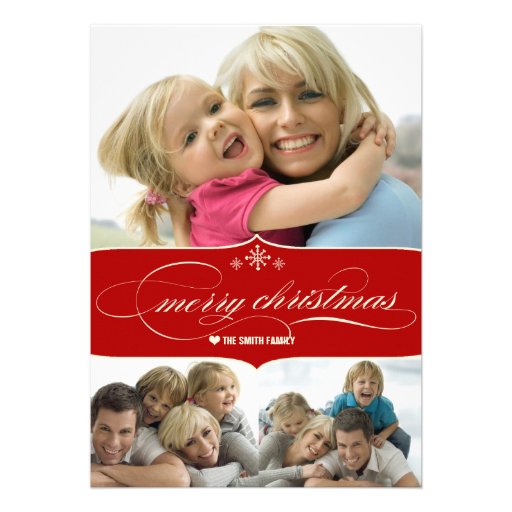 Elegant Merry Christmas Holiday Family Photo Card