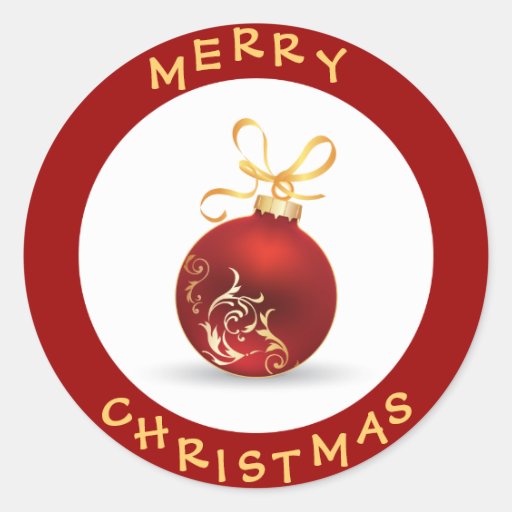 elegant merry christmas gold bauble classic round sticker zazzle elegant merry christmas gold bauble classic round sticker zazzle