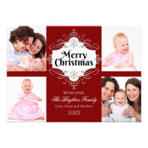 Elegant Merry Christmas Scroll Holiday Photo Card invitations