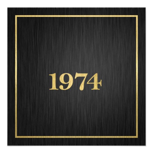 Elegant Metallic Gold 1974 Custom Announcement