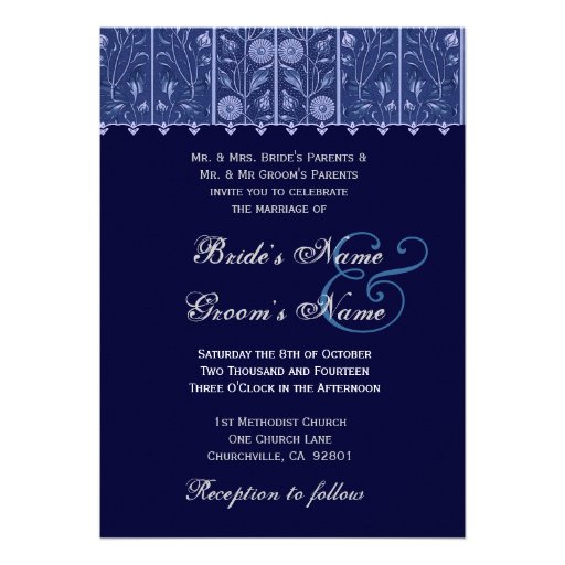 Elegant Midnight Damask Wedding Invitation