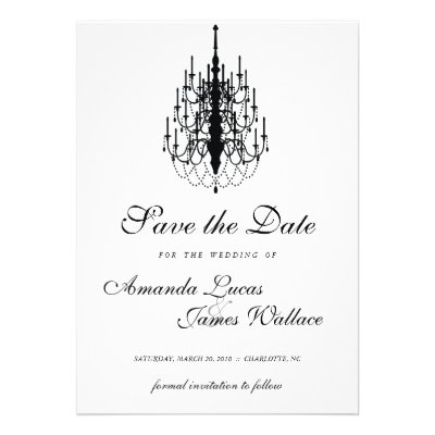elegant mini chandelier save the date personalized invitation