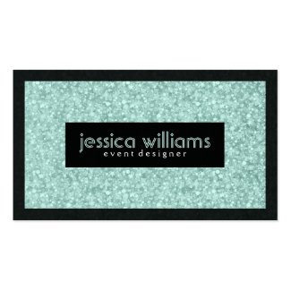 Elegant Mint-Green Glitter With Black Accents Double-Sided Standard Business Cards (Pack Of 100)