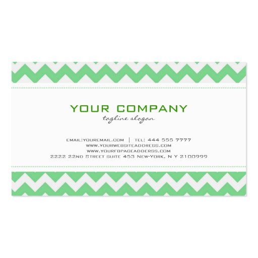 Elegant Mint-Green & White Retro Chevron Pattern Business Cards (back side)