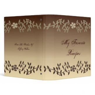 Elegant Mocha Leaves Recipe Book binder