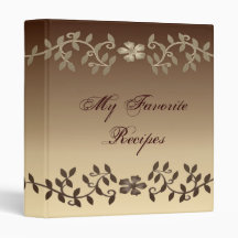 Elegant Mocha Leaves Recipe Book Vinyl Binders