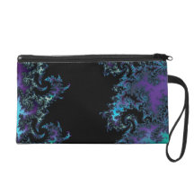 Elegant Modern Abstract Fractal on Black Wristlet