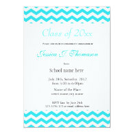 elegant, modern aqua blue chevron photo graduation invitation