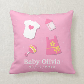 Elegant Modern Baby Girl Nursery Room Decorations Throw Pillow