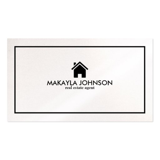 Elegant & Modern Black and Pearl Real Estate Agent Business Card Templates (front side)