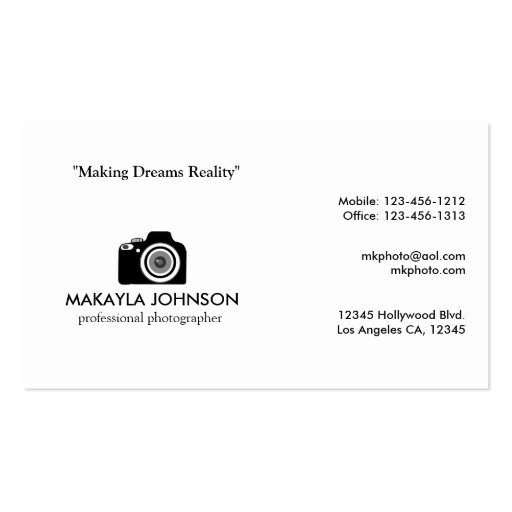 Elegant & Modern Black and Silver Photographer Business Card Template (back side)