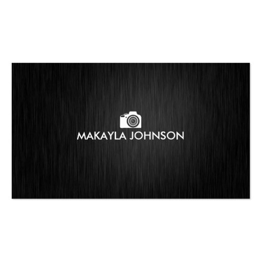 Elegant & Modern Black and Silver Photographer Business Card Template (front side)