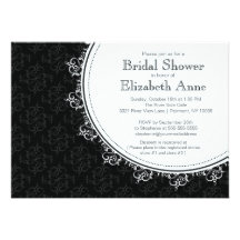 Elegant Modern Black Damask Bridal Shower Personalized Invite
