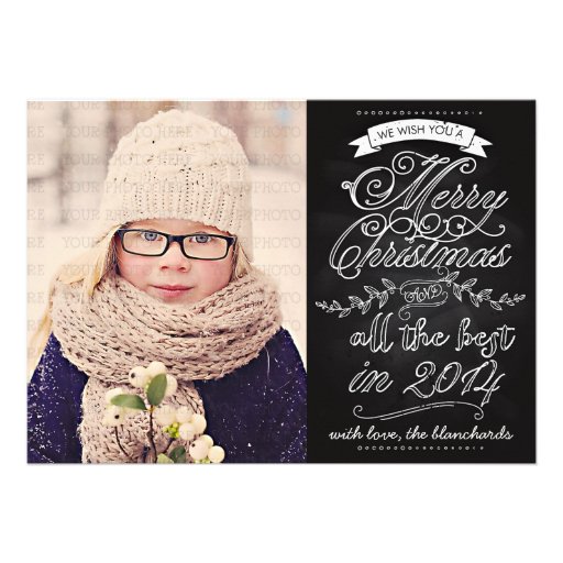 Elegant Modern Chalkboard Christmas Photo Card (front side)