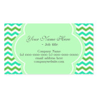 Elegant, modern classic green & white chevron business card template