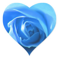 elegant, modern, cool blue rose flower. heart stickers