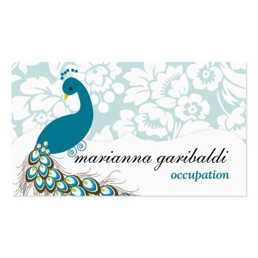 Elegant Modern Damask Peacock Business Card Templates (front side)