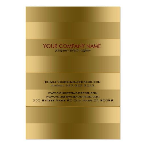 Elegant Modern Gold Tones Stripes Pattern Business Card Templates (back side)