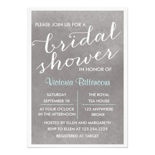 Elegant Modern Gray Watercolor Bridal Shower Personalized Invitation