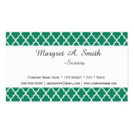 Elegant, modern green quatrefoil professional business card templates