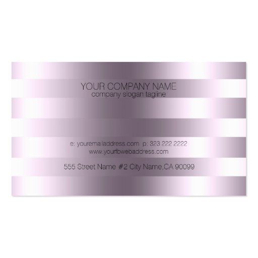 Elegant Modern Metallic Purple Tint Stripes Business Cards (back side)