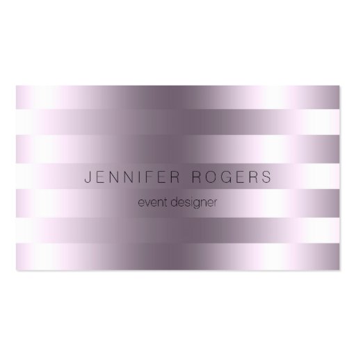 Elegant Modern Metallic Purple Tint Stripes Business Cards (front side)