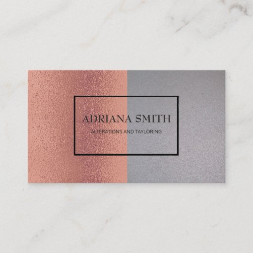 Elegant Modern Metallic Rose Gold Silver Business Card Zazzle